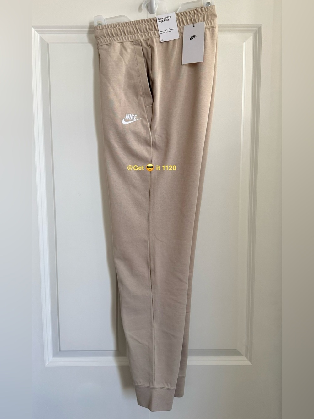 Nike Sportswear Women's High-Waisted Jersey Joggers DJ8499-236 Beige Size M